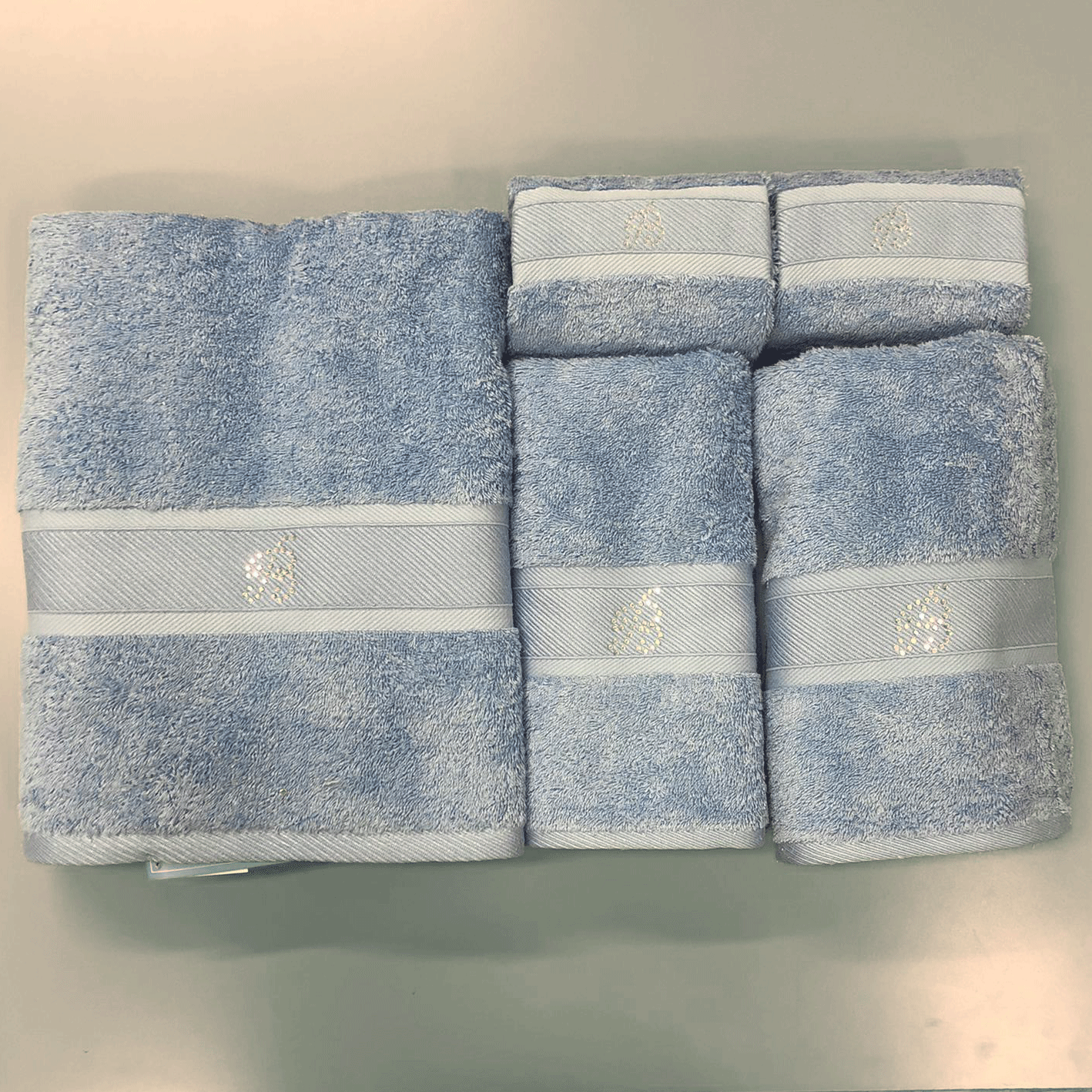 Set 5 pezzi asciugamani Blumarine - spugna di cotone con Swarovski