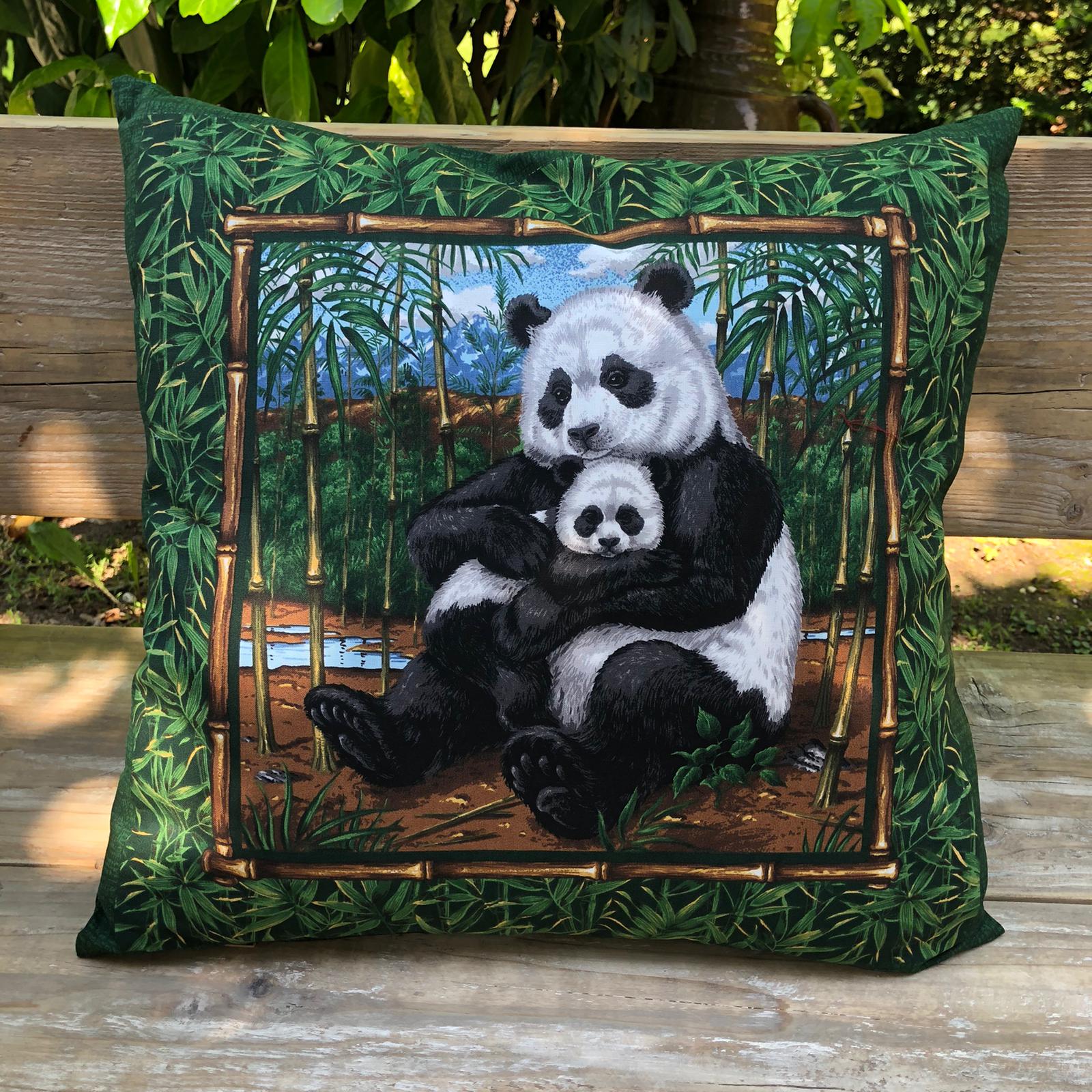 Cuscini arredo - cotone stampato - amanti degli animali panda verde