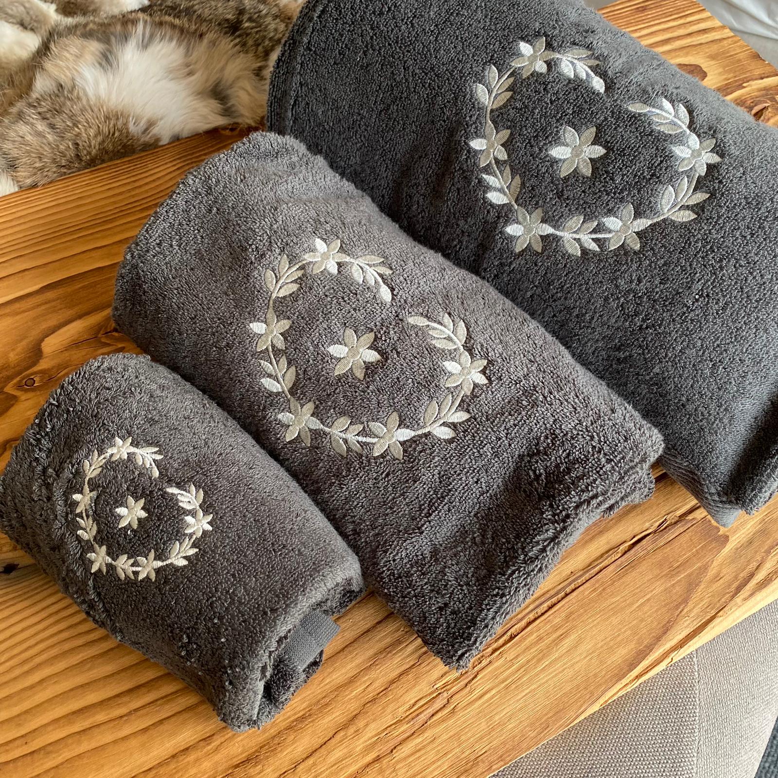 Asciugamani da montagna - set 3 pezzi Canazei antracite grigio perla