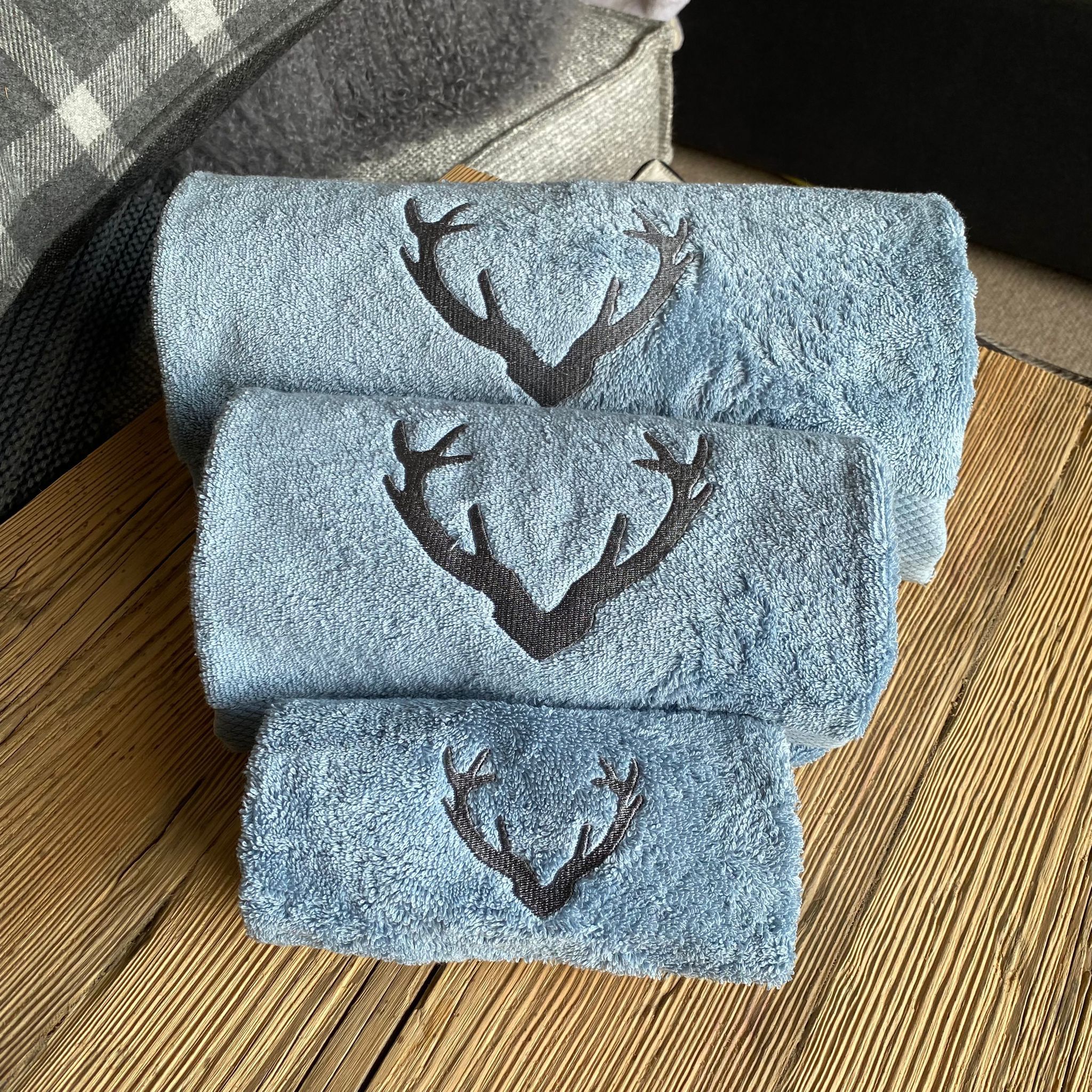 Asciugamani da montagna - set 3 pezzi Isere azzurro polvere